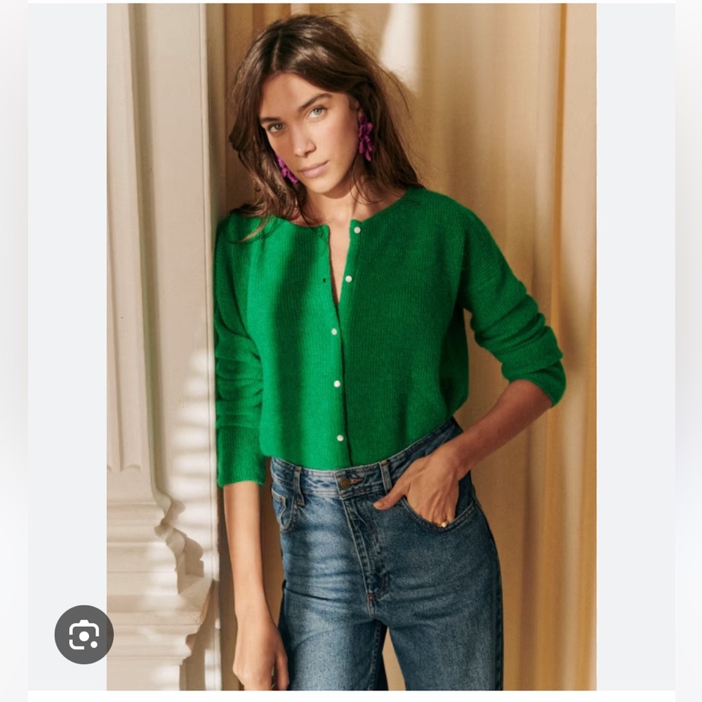 Sezane Gaspard Sweater Bright Green Size XS